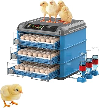 Automatic Egg Incubator, 24-300 Egg Poultry Hatcher with LED Screen, Automatic Turning for Chickens and Ducks, Dual-Power Functionality