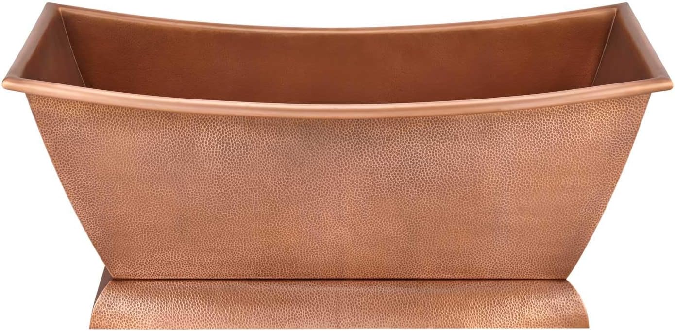 Zamuna 69 Inch Hammered Copper Pedestal Tub, Hammered Interior and