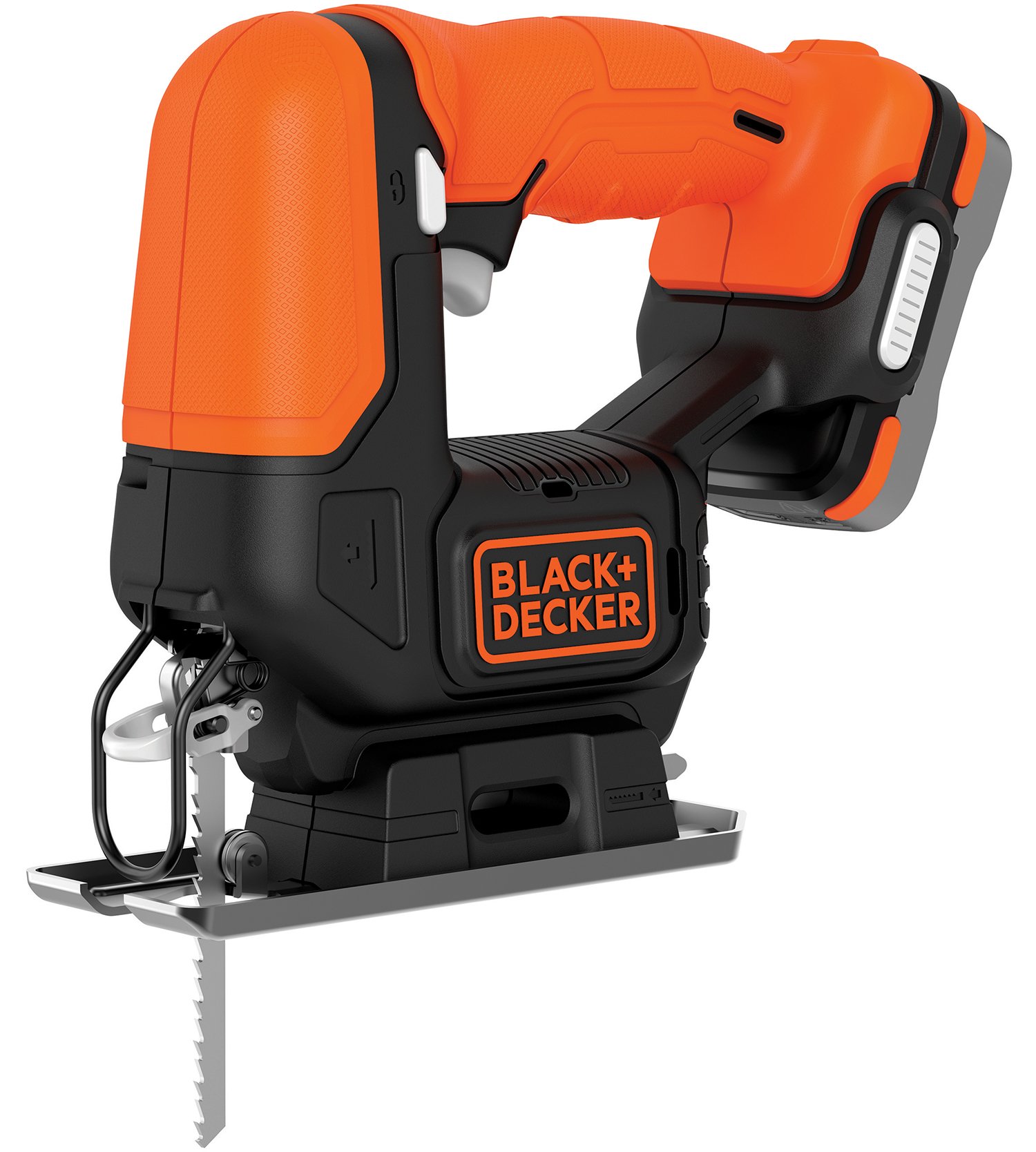 BLACK+DECKER BDCJS12N-XJ - Sierra de calar sin cable 12V, Profundidad de corte: 16mm, Madera: 52mm - Metal: 5mm - Aluminio: 17mm, 1 hoja para madera, Negro/Naranja, No incluye cargador ni batería
