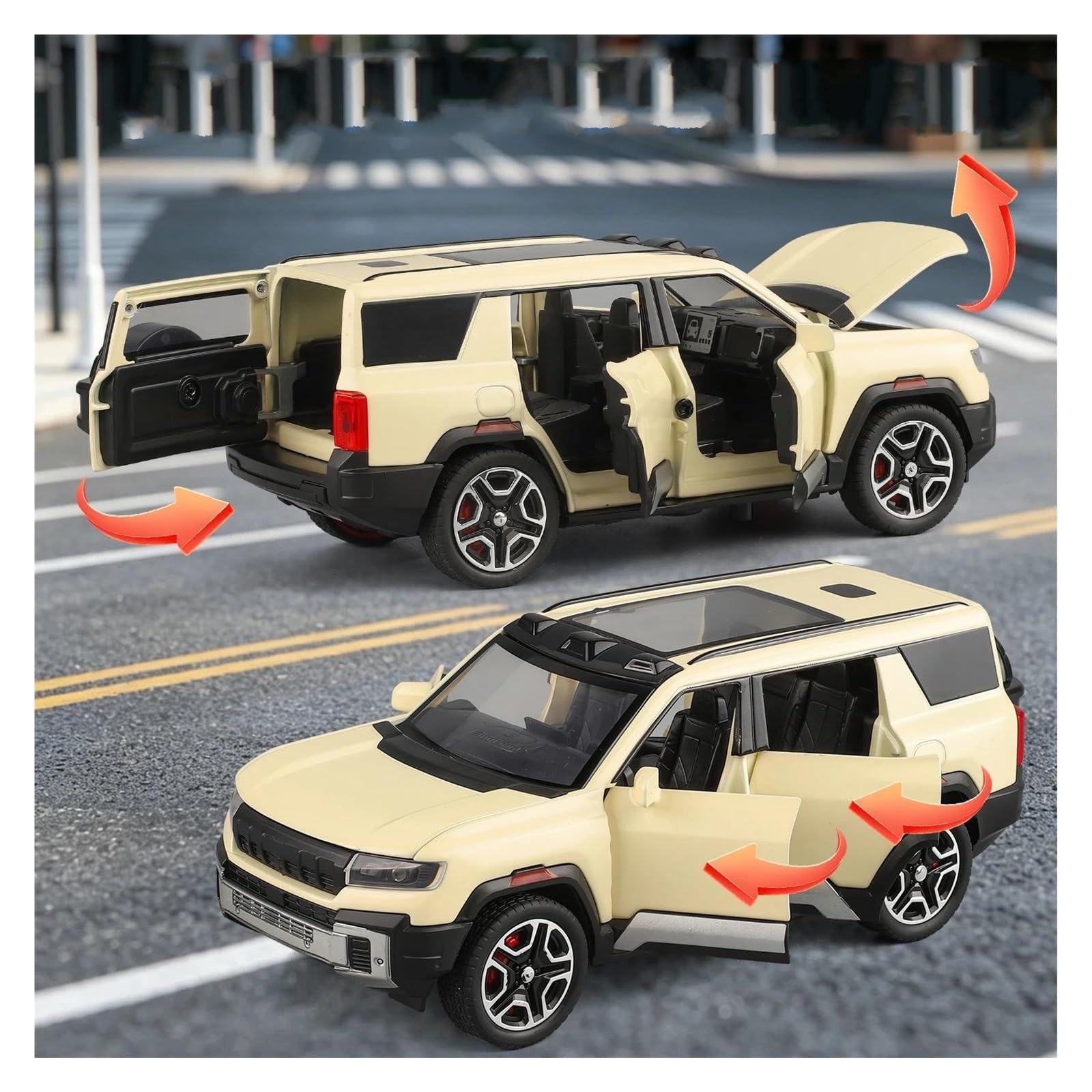 Per BYD Per Fangchengbao Bao 8 Modellino Auto Riproduzioni Scala | 1:32 Collezione Metallo Scala Modello(Off-white)