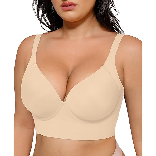SHAPELLX Back Smoothing Bras for Women Push Up Underwire Comfortable Bralettes Side Support Bras