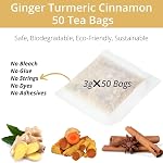 50 Premium Turmeric Ginger Cinnamon Tea Bags| Vitalforest Natural Ginger Tea Bags| Pure Turmeric Tea Bags with Ginger| Herbal Cinnamon Tea|Caffeine Free