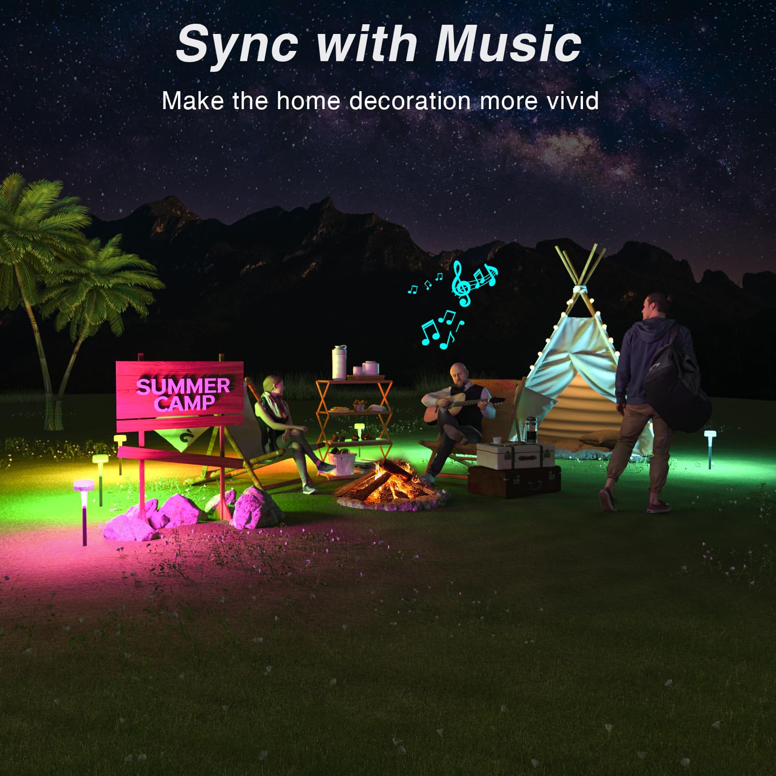 SOLLA Low Voltage Landscape Lights, 24W 2400LM Smart LED Pathway Lights with APP Control, Music Sync, Timer, IP65 Waterproof RGB Outdoor Path Lights for Garden Yard Lawn 12V, 6 Pack