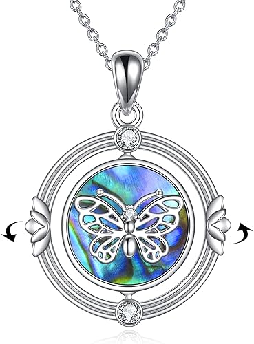 Miniatura 2 de AXELUNA Collar con colgante de luna y sol de plata de ley 925 con concha de abulón, luna y sol, para mujeres y niñas