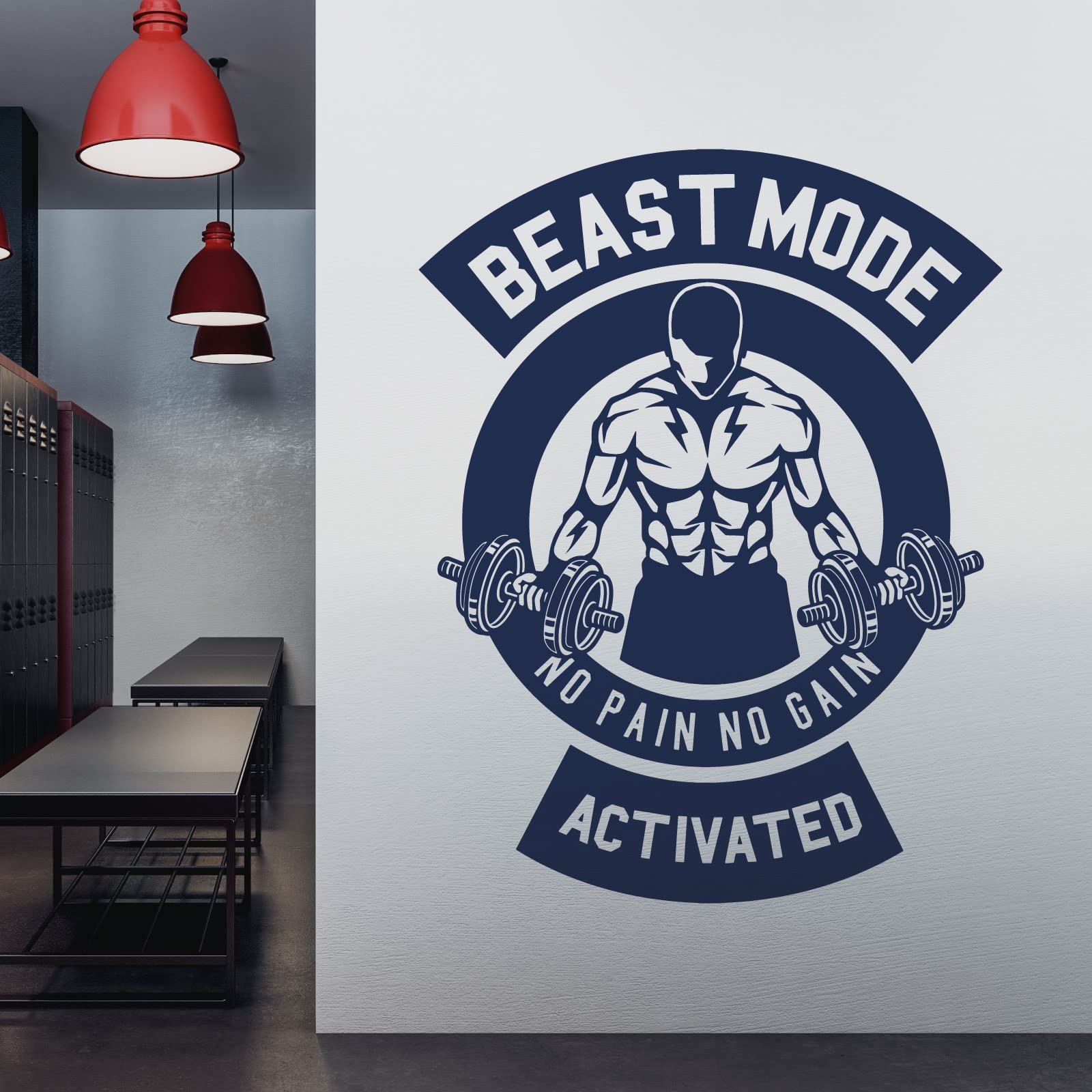 Workout Bodybuilder Beast Mode Activated - Gym Wall Decal Sticker [XXLarge] [Cobalt]