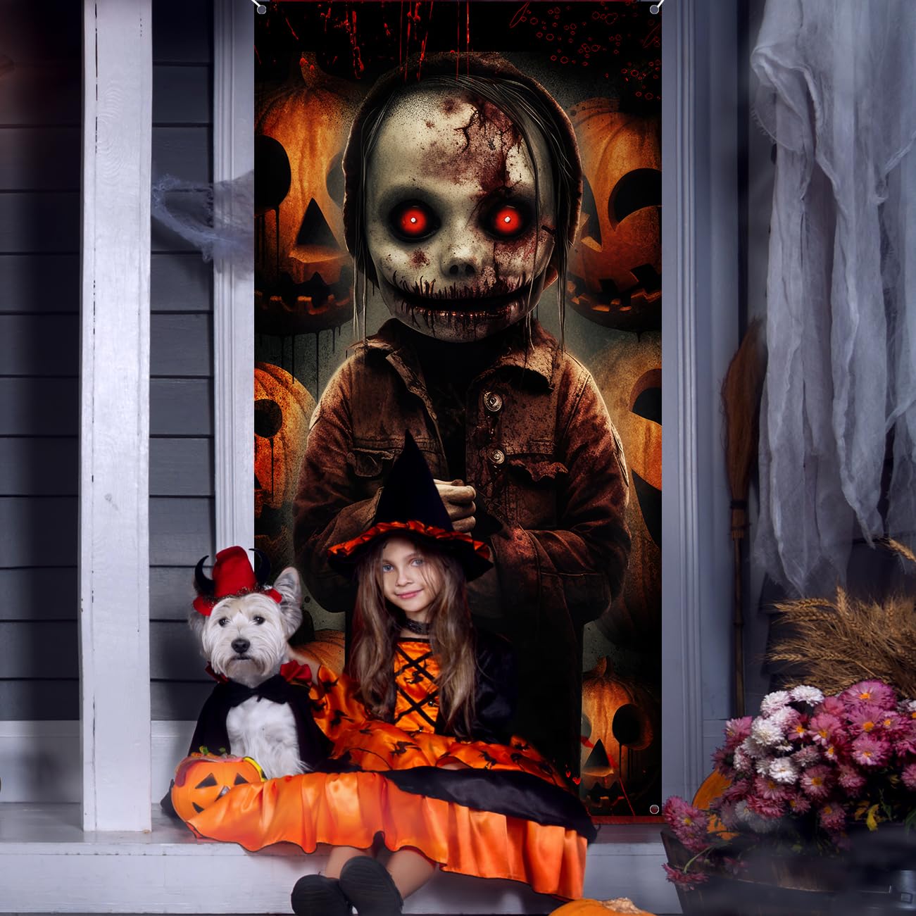 Gruselige Halloween-Türabdeckung (180 X 89 Cm) – Klassische Filmrolle Als Horror-Deko Für Partys
