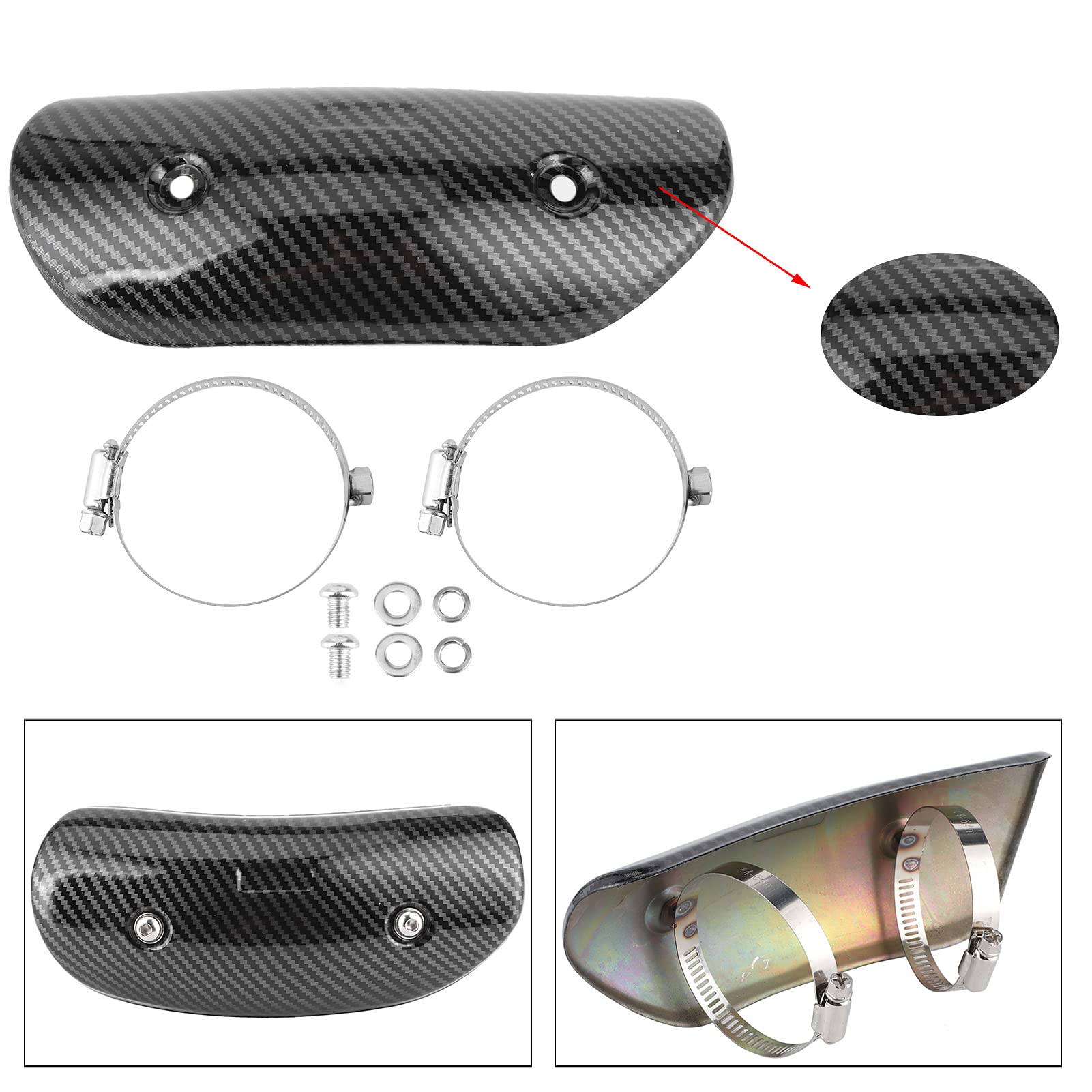Couvercle de Protection Thermique pour échappement de Moto, Accessoire Universel Anti-brûlure (Motif en fibre de carbone d' par)