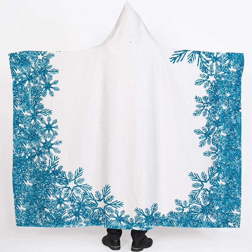 Couverture sherpa 150x200 cm à capuchon et motif flocon pour adulte