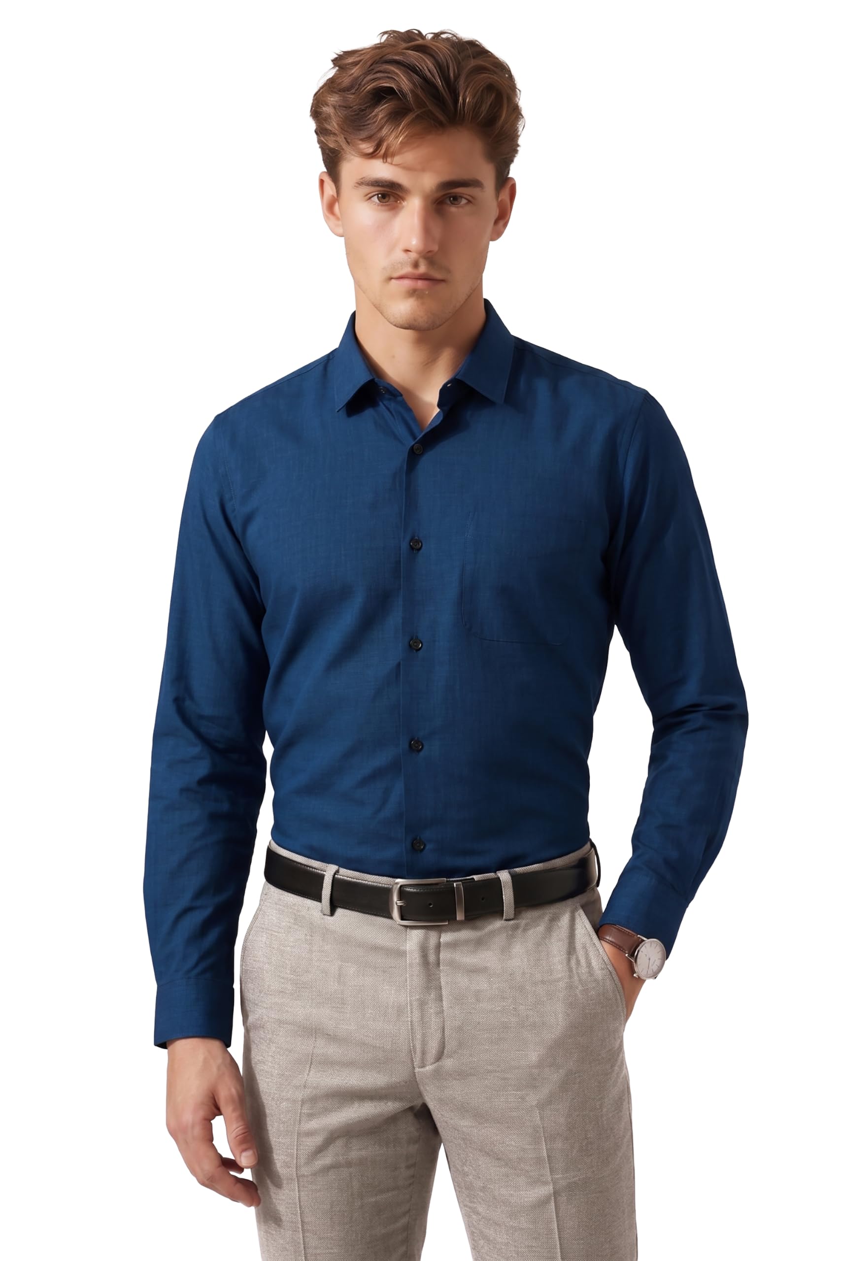 Men's Everyday Solid Slim Fit Full Sleeve Formal Shirt | Cotton-Rich-image-25