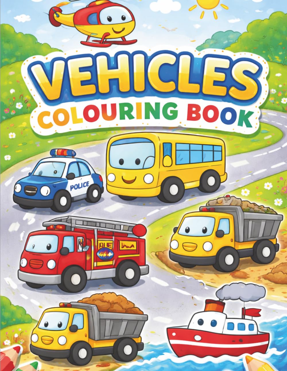 Vehicles colouring book