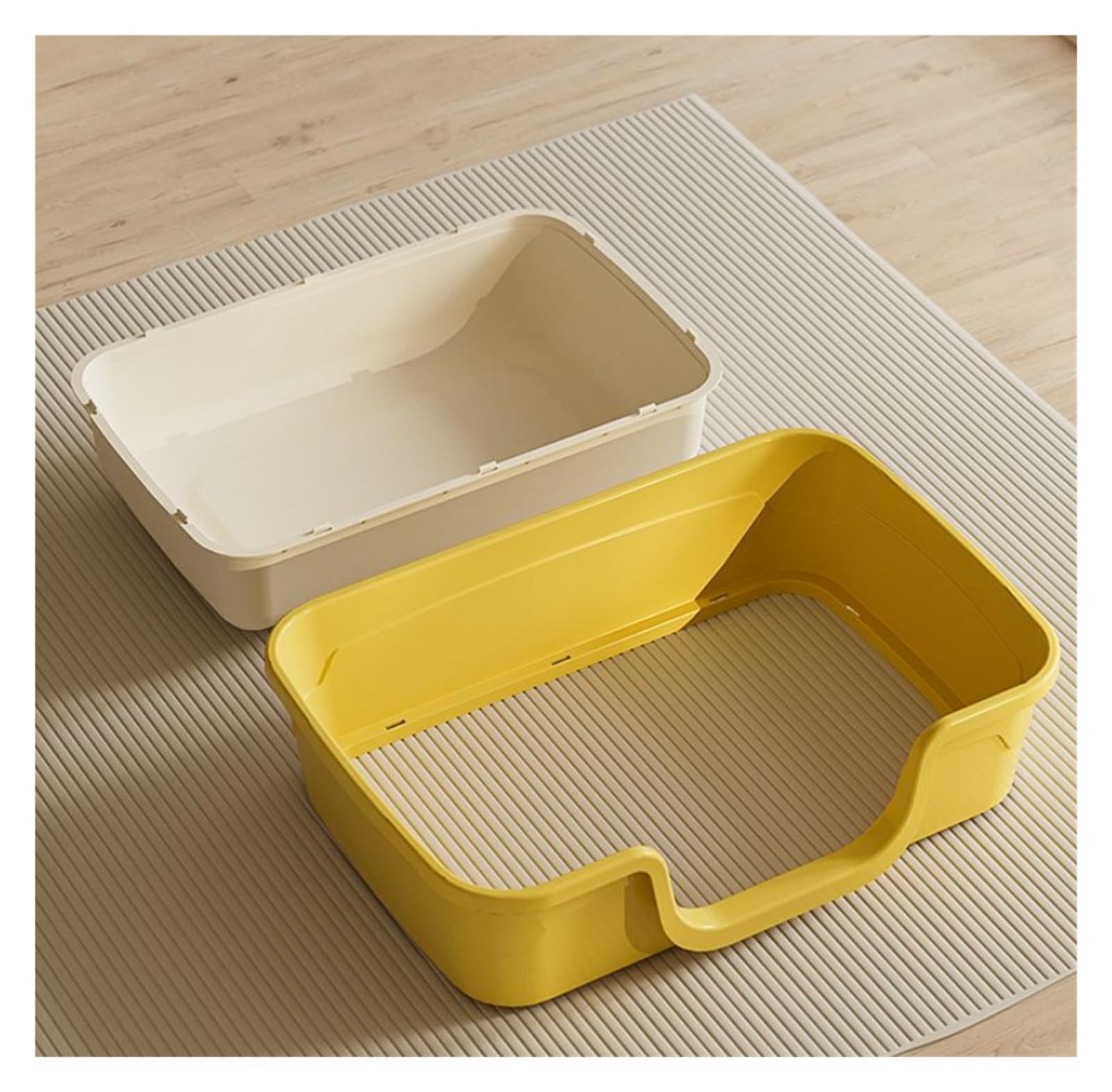 autopulente Lettiera for gatti grande con lettiera for gatti sui lati alti Toilette for animali antispruzzo Facile da pulire, for interni grande(Grey)