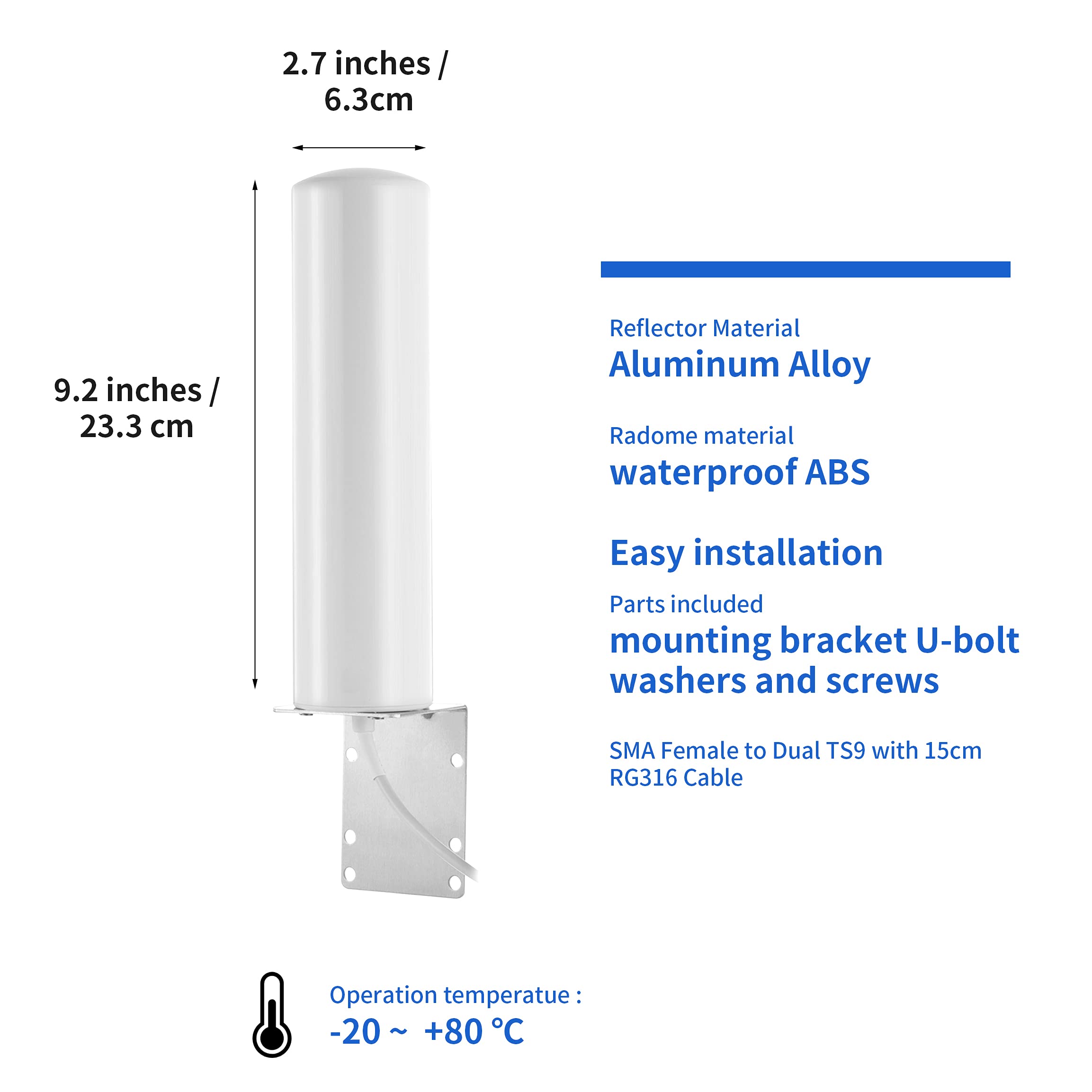 Antenne SMA mâle/double TS9 à gain élevé 10-12 dBi 4G LTE pour Vodafone EE O2 trois transporteurs TP-LINK HUAWEI 4G LTE Routeur Netgear Nighthawk M1 MR1100 MR2100 LM1200 Booster de signal