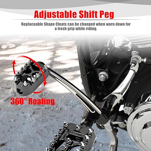 Miniatura 7 de Goldfire Piña de cambio de motocicleta moleteada con engranaje antideslizante 360 Roating MX Chopper Bobber Style para H-D Touring Softail Sportster