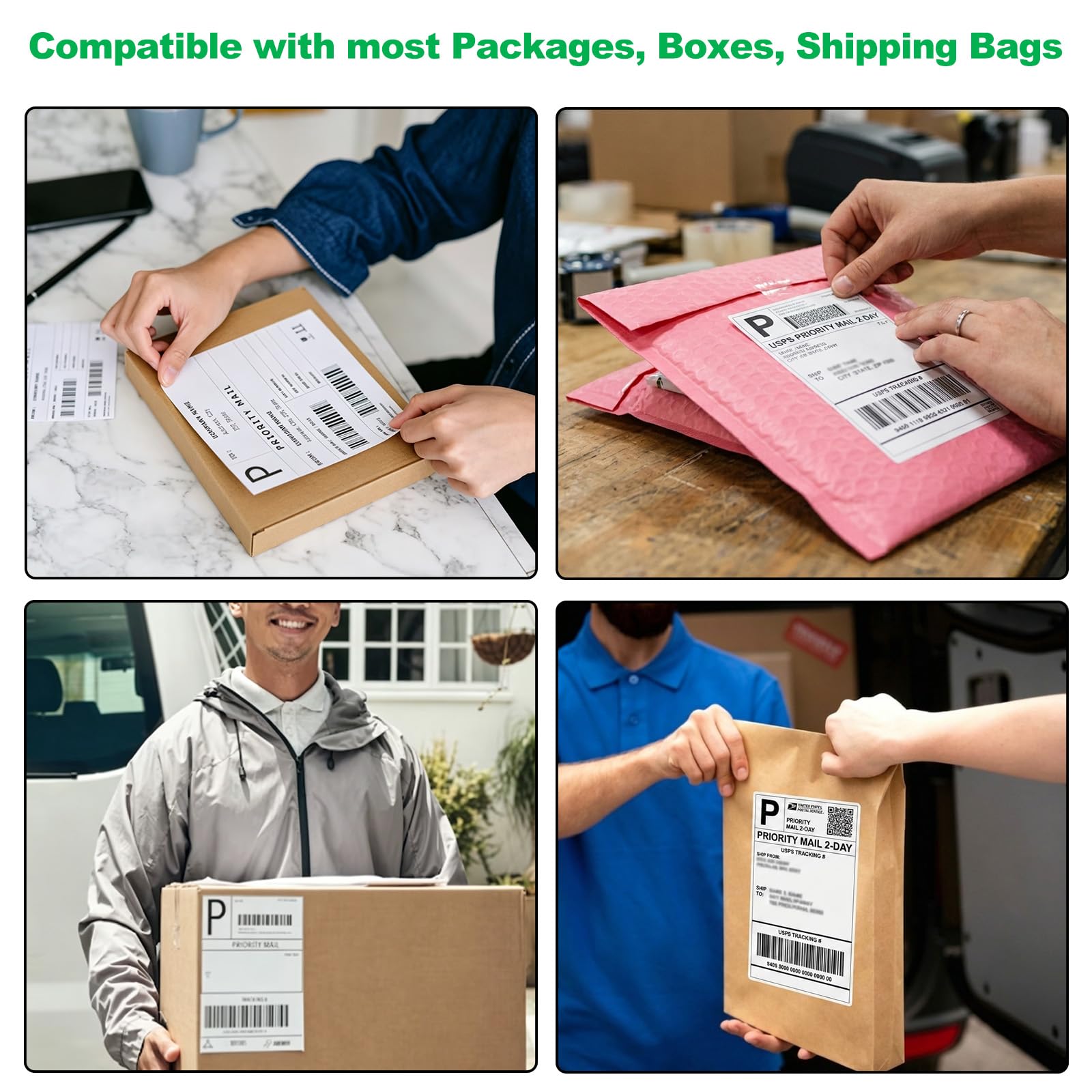 10,2 x 15,2 cm Versandetikettenpapier, direktes Thermoetikett, selbstklebend & wasserdicht, kompatibel mit Zebra, Rollo, Dymo 4XL, Amazon FBA Versandetiketten für kleine Unternehmen (240)