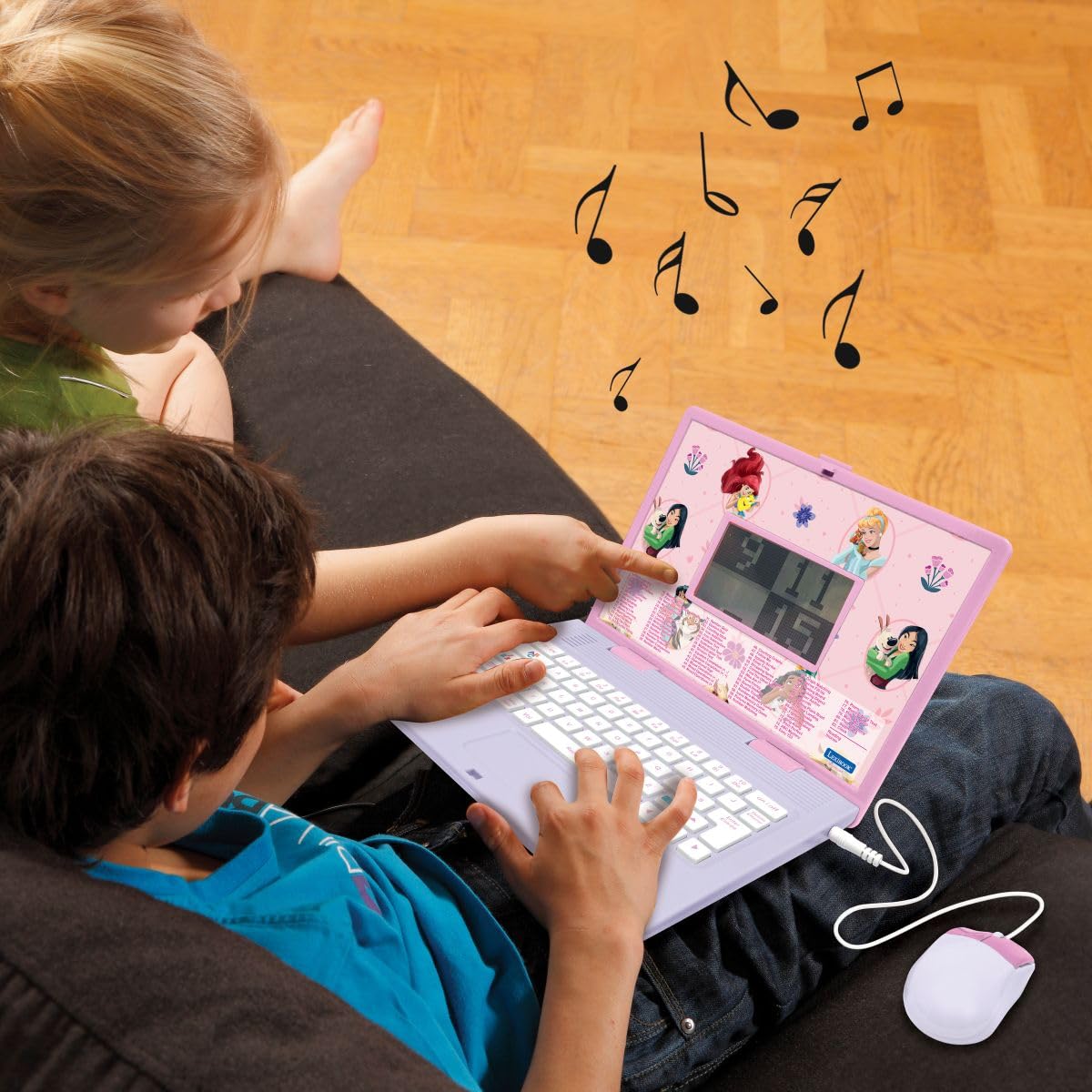 Lexibook, Disney Princesses Ordinateur Éducatif Enfant, JC601DPi1 | Anglais/Français, 164 activités, Jeux éducatifs, souris et clavier, Grand écran