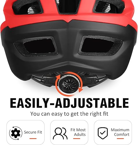Miniatura 7 de Casco de bicicleta de montaña, casco de ciclismo para adultos con soporte de cámara y visera desmontable para hombres, mujeres y jóvenes, ajuste