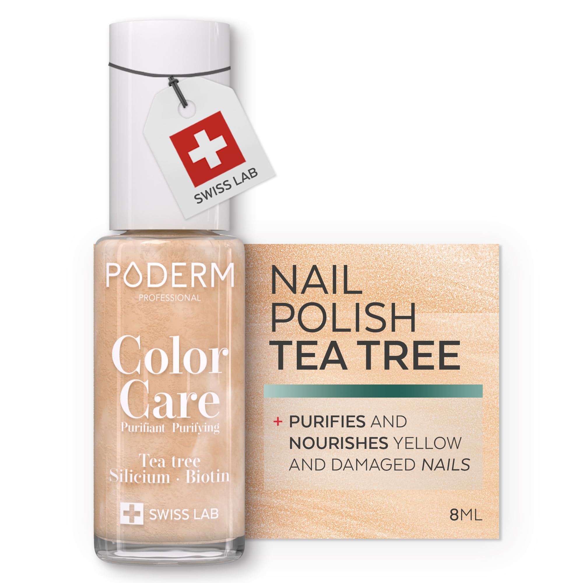 Swiss-Made Antifungal Nail Polish – Bright Gold | Breathable Treatment with Tea Tree, Silicon & Biotin | Strengthens, Repairs & Conceals Yellow, Brittle & Damaged Nails | Podiatrist-Developed