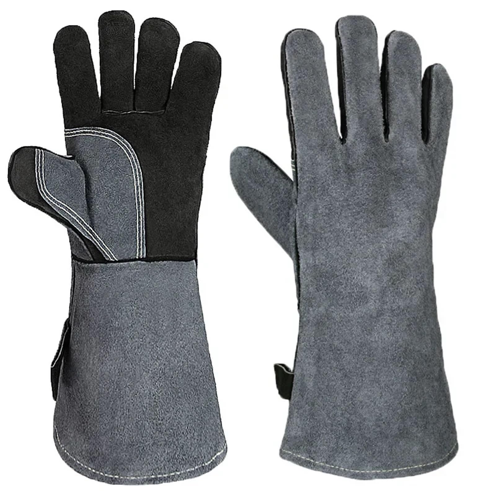 500℃ Heat Resistant Oven Gloves Mitts Baking For Grill Insulation Leather Forging