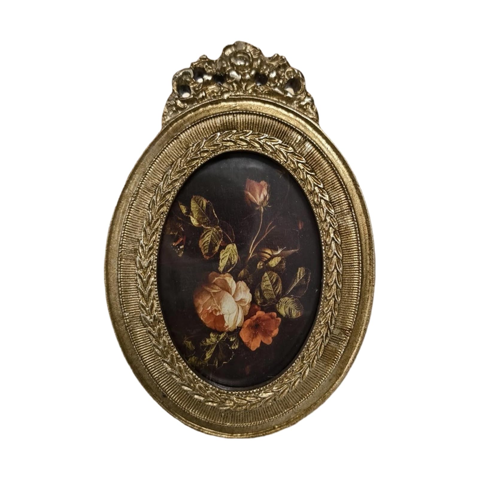 NVOQILIN Retro Picture Frame, Decorative Photo Frame Antique Ornate Oval Photo Frames for Tabletop and Wall Display Home Decors Antique Ornate Home Gallery Decors