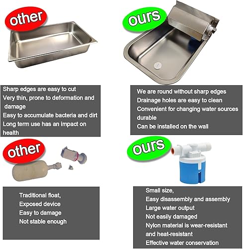 Miniatura 5 de Dispensador automático de agua para perros, 2 galones, tazón de agua para perros de acero inoxidable 304 para interiores y exteriores, cuenco de