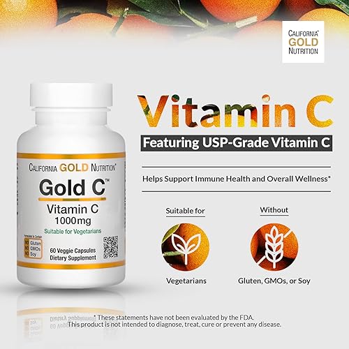 Miniatura 5 de California Gold Nutrition Gold C, vitamina C de grado USP, 1,000 mg, 60 cápsulas vegetales