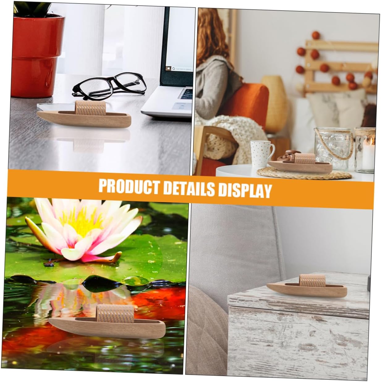 Hohopeti 2pcs Realistic Miniature Boat Models Wooden Canoe Boat Decorations Cabinet Decoration