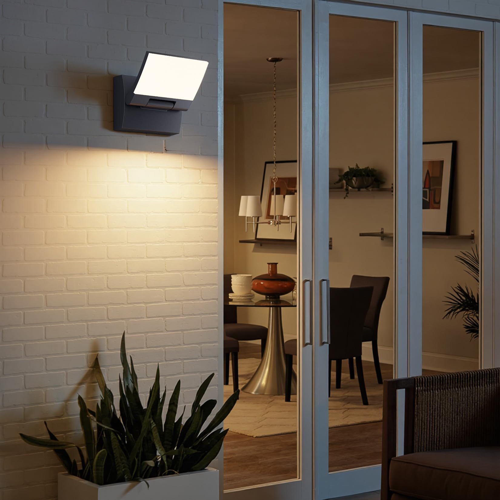 K-Bright Lámpara de Pared LED 30W Exterior/Interior, Antracita,3000K | Panel orientado 180°con protección IP65, Aluminio + PC, 144LED 2000lm para exteriores e interiores (Entrada, terraza, jardín)