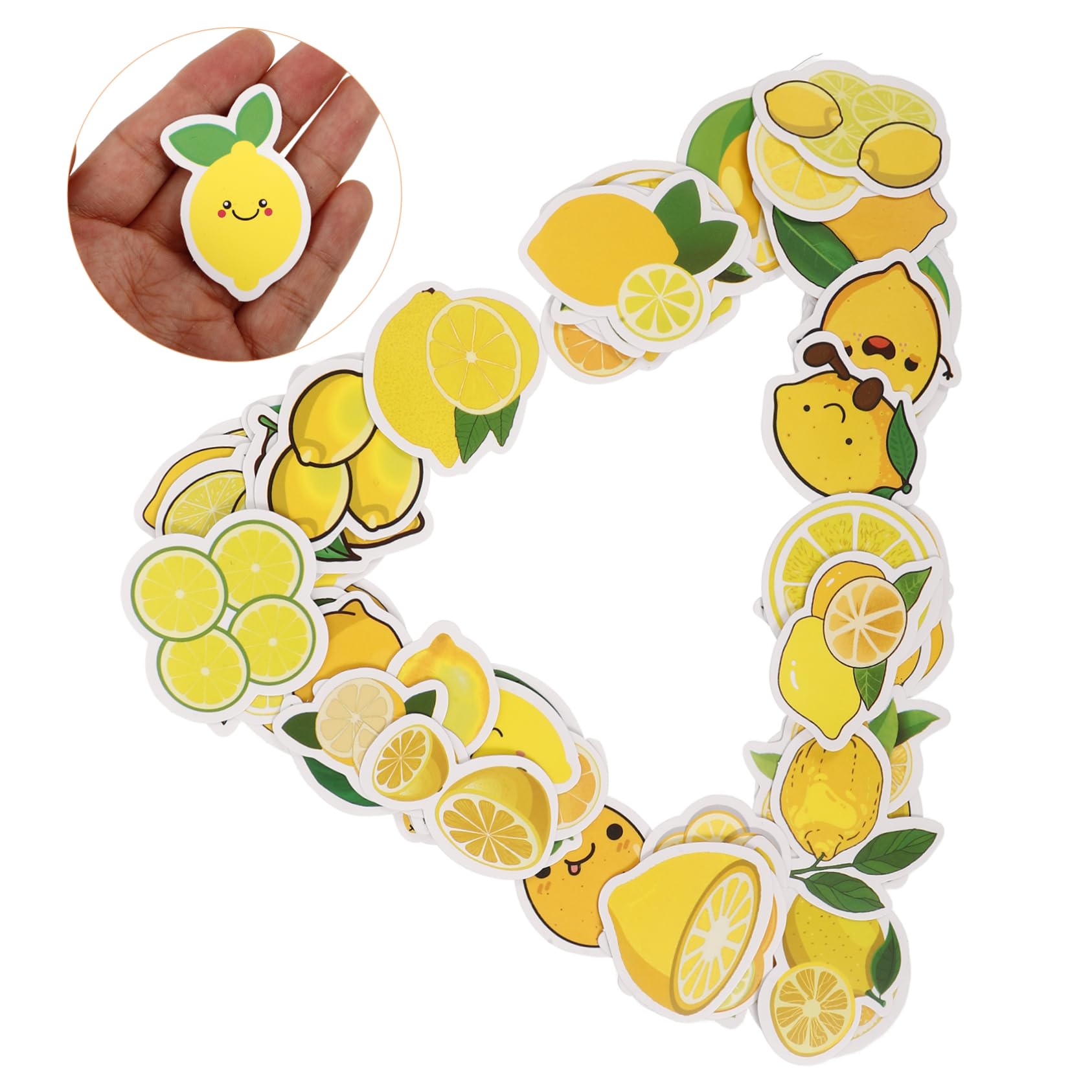 HOMSFOU 50 Pegatinas Adhesivas de Limón Diseño Adorable para Portátil y Maleta, Seguras y Decorativas, Ideales para Decorar y Regalar a Amigos