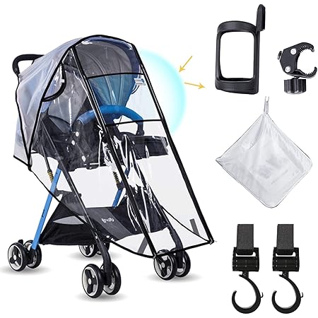 Amazon Aovoni ベビーカーレインカバー フロントオープン 視力保護窓 Uvカット 装着簡単 メッシュ窓や通気口 収納袋 ベビーカーフック ボトルホルダー付き 雨 風 雪ホコリ 花粉対策 ベビー マタニティ ベビー マタニティ 通販