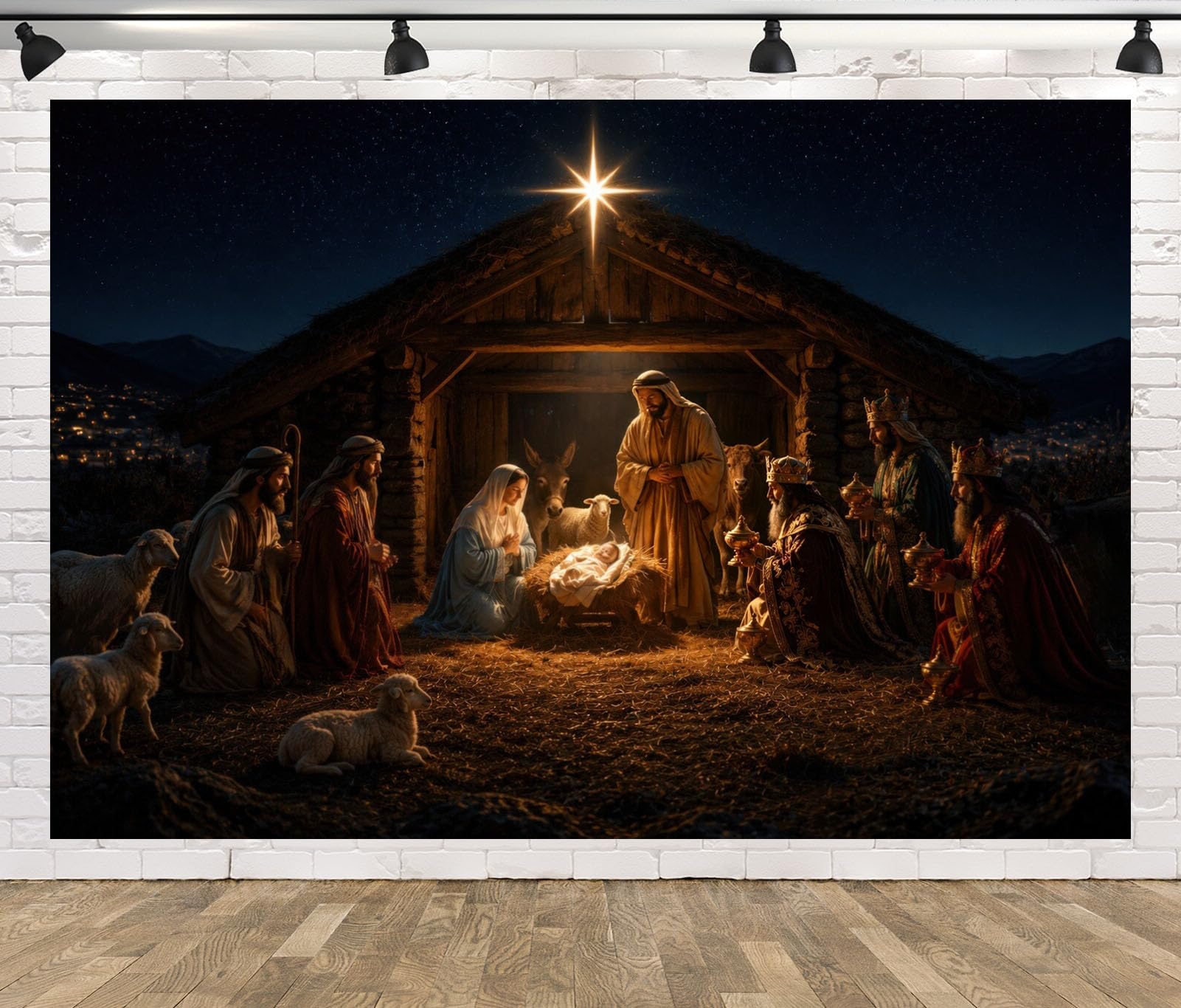 12x10FT (3.6x3m) Presepe Alla Luce Della Stella Sfondo Fotografico