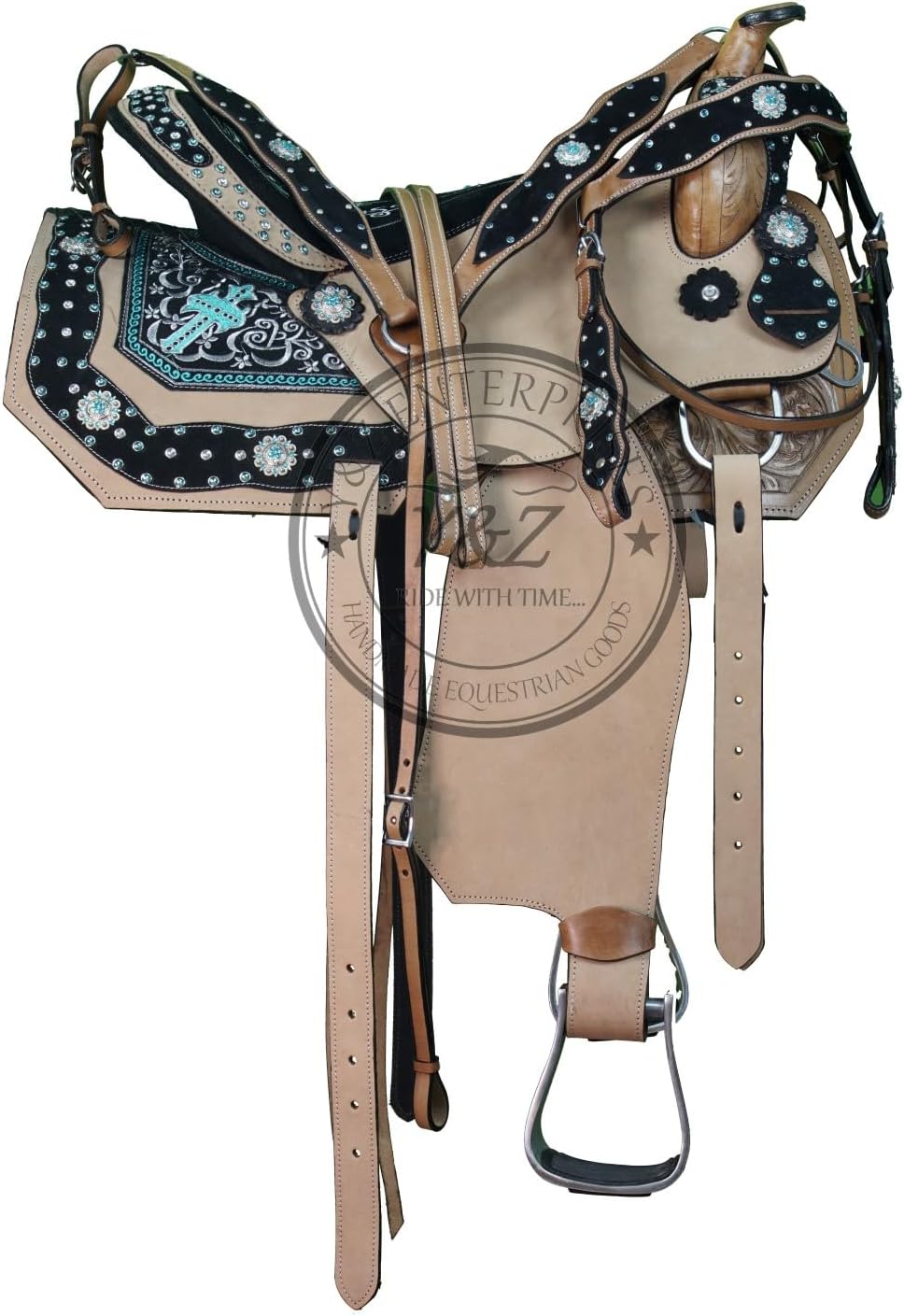 Y&Z- Ride With Time Genuine Leather Western Barrel Racing Trail Saddle for Equestrian Enthusiasts - 10 to 18 Inches, Premium Durable Horse Riding Accessory for Comfy Rides
