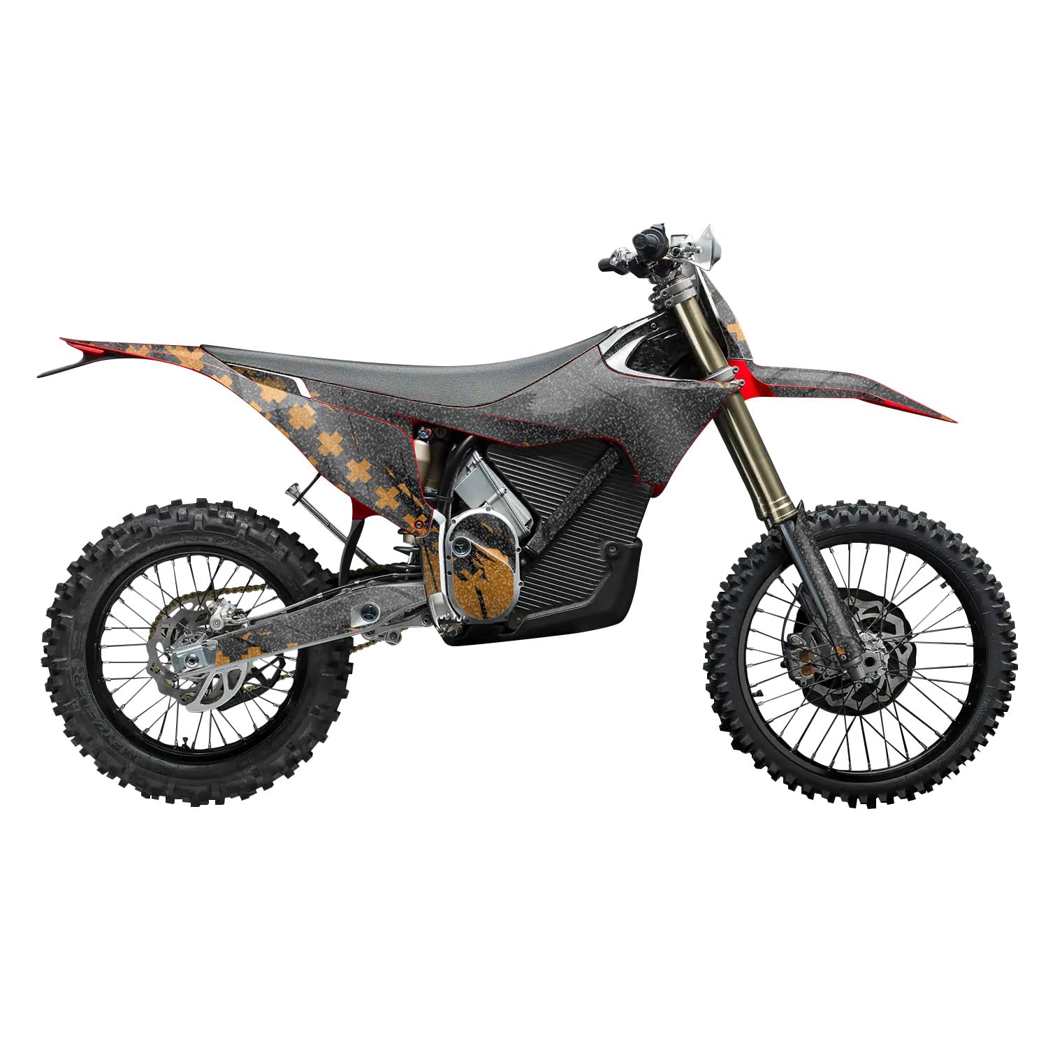 Glossy Glitter Stark Varg MX 2023-2025 Graphics Kit Wrap - Grunge Cross Orange - Varg MX Skin - Premium 3M Vinyl Protective Wrap Decal Cover - Easy to Apply | Crafted in The USA by MightySkins