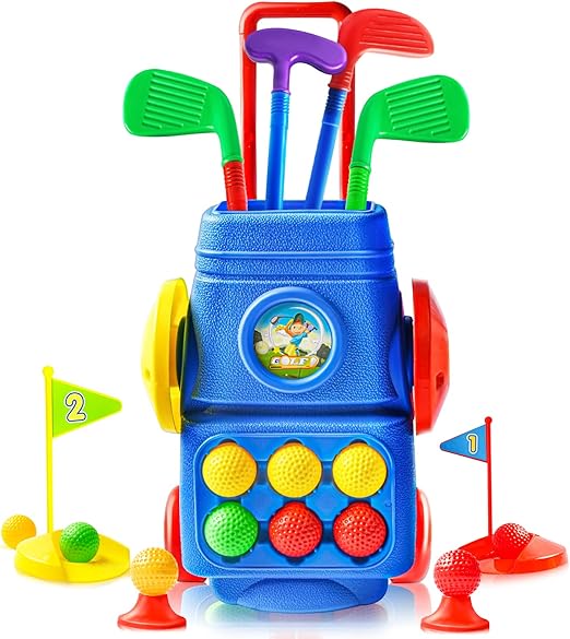 EPPO Toddler Golf Set Toys for Kids, Golf Suitcase Game Play Set with 4
