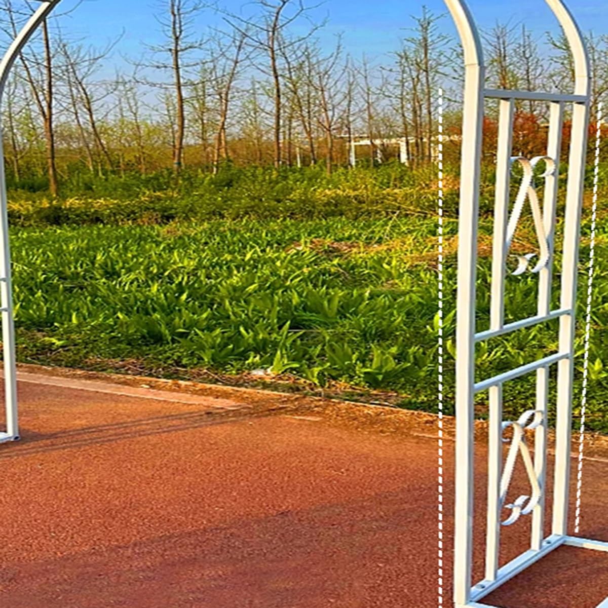 Metalowy łuk ogrodowy 140-340 cm – solidna kratka różana na patio na zewnątrz, brązowa altana do roślin pnących, trwała altana ogrodowa, dł. 340 x szer. 40 x wys. 230 cm