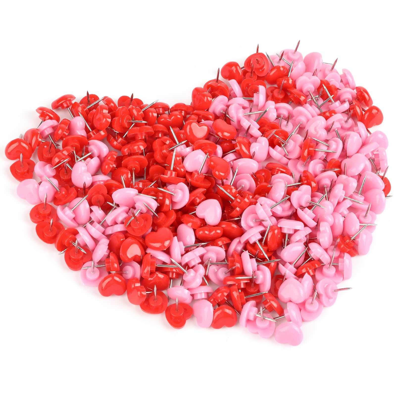 300 Pcs Push Pins, Heart Shape Drawing Pins, Plastic and Metal