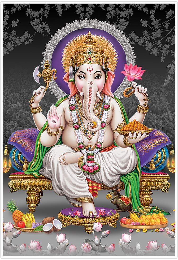 PRINTNET Lord Ganesh Poster (Large, 13x19-Inch, 300GSM Thick Paper, Laminated, Multicolour)