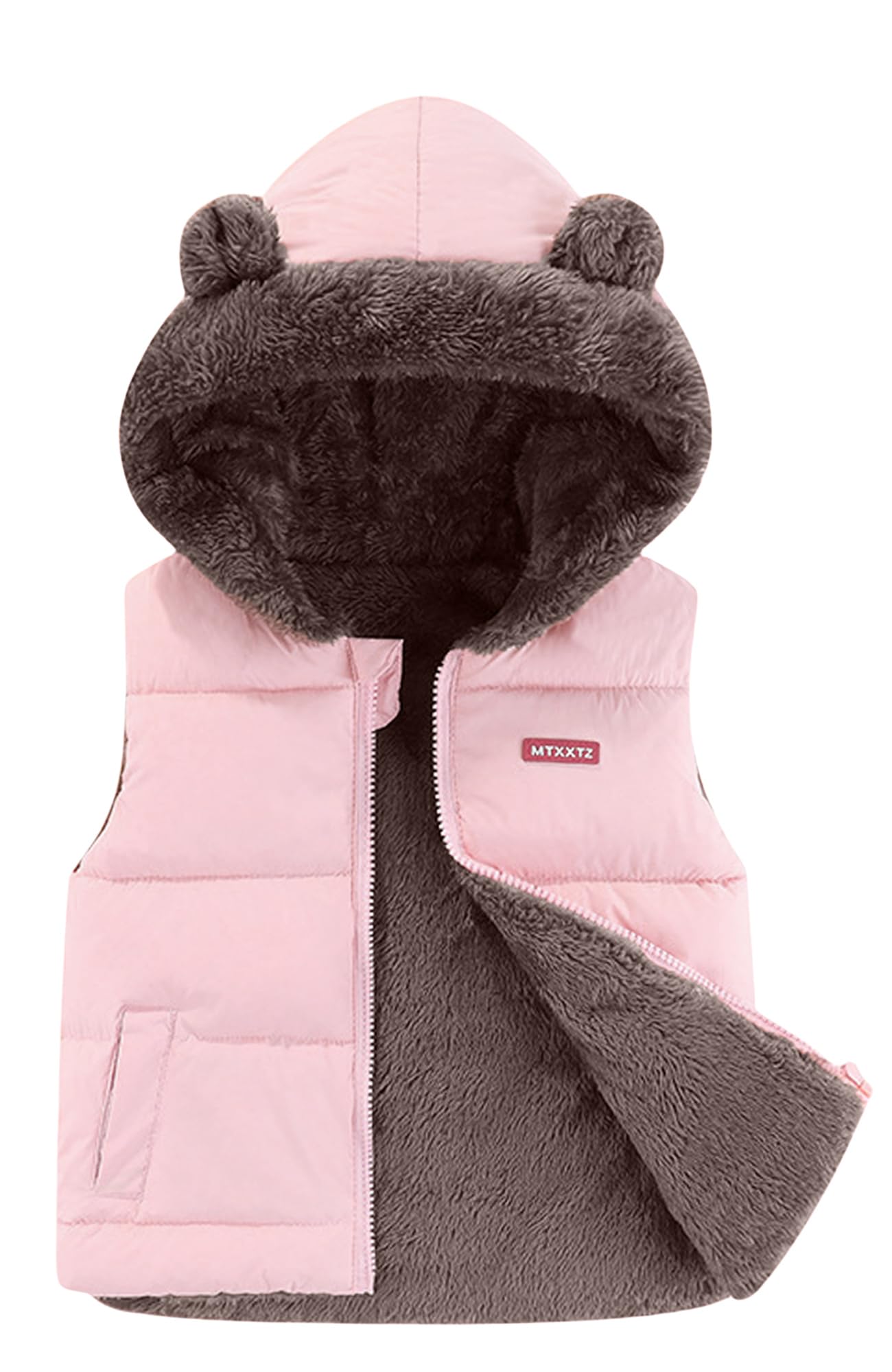Happy Cherry Piumino Gilet Senza Maniche Bambini Gilet Invernale con Cappuccio Ragazzi Ragazze Cappotto Smanicato Caldo Gilet Imbottito Leggero Fodera in Peluche