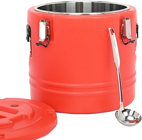 Recipiente de sopa aislado con cuchara de 5 galones, 21 cuartos de galón, portátil, comercial, calentador de alimentos para catering, transportador