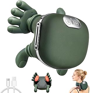 4D Bionische Hand Nackenmassagegerät, Massagegerät Nacken mit 3 Stufen und 2 Temperaturstufen Wärme für Rücken und Nacken, Tragbares Nacke-n und Schulter Shiatsu Massagegerät für Zuhause, Büro & Reise