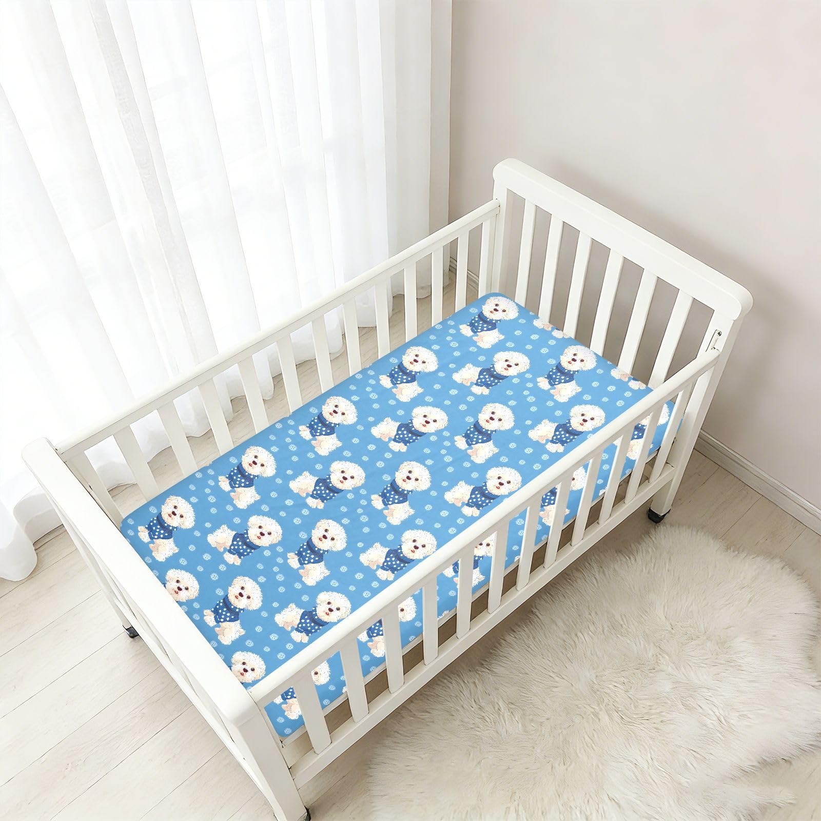 Flauschige Spieldecke für Jungen und Mädchen, weiches Spannbetttuch für Kleinkinder, Spielplatz und Mini-Kinderbett-Matratze, 68,6 x 99,1 cm, Weiß