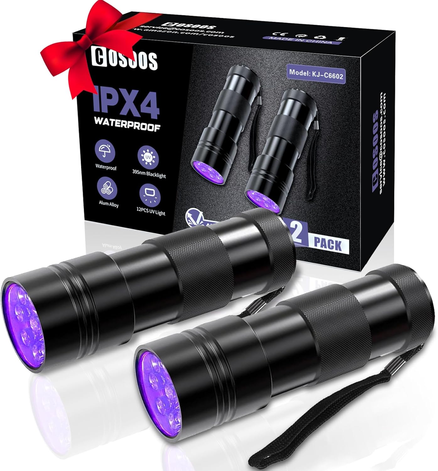 COSOOS 2 Pack UV Flashlight