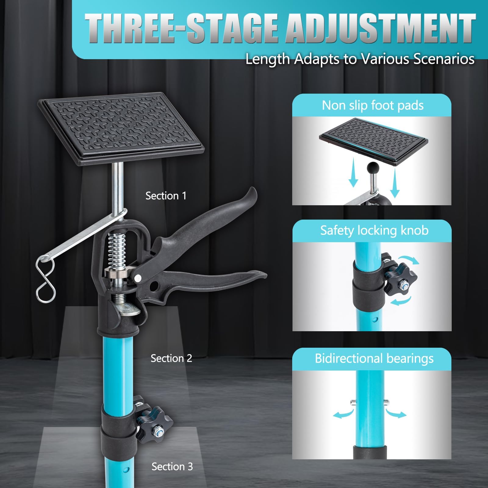Steel Cabinet Jacks for Installing Cabinets, Adjustable Support Pole Jack 45.2-115.2 in, 3rd Hand Support System Load 154LB, Perfect for Cabinet Lift Installation Tools (4-Pack) — Amazon image 5