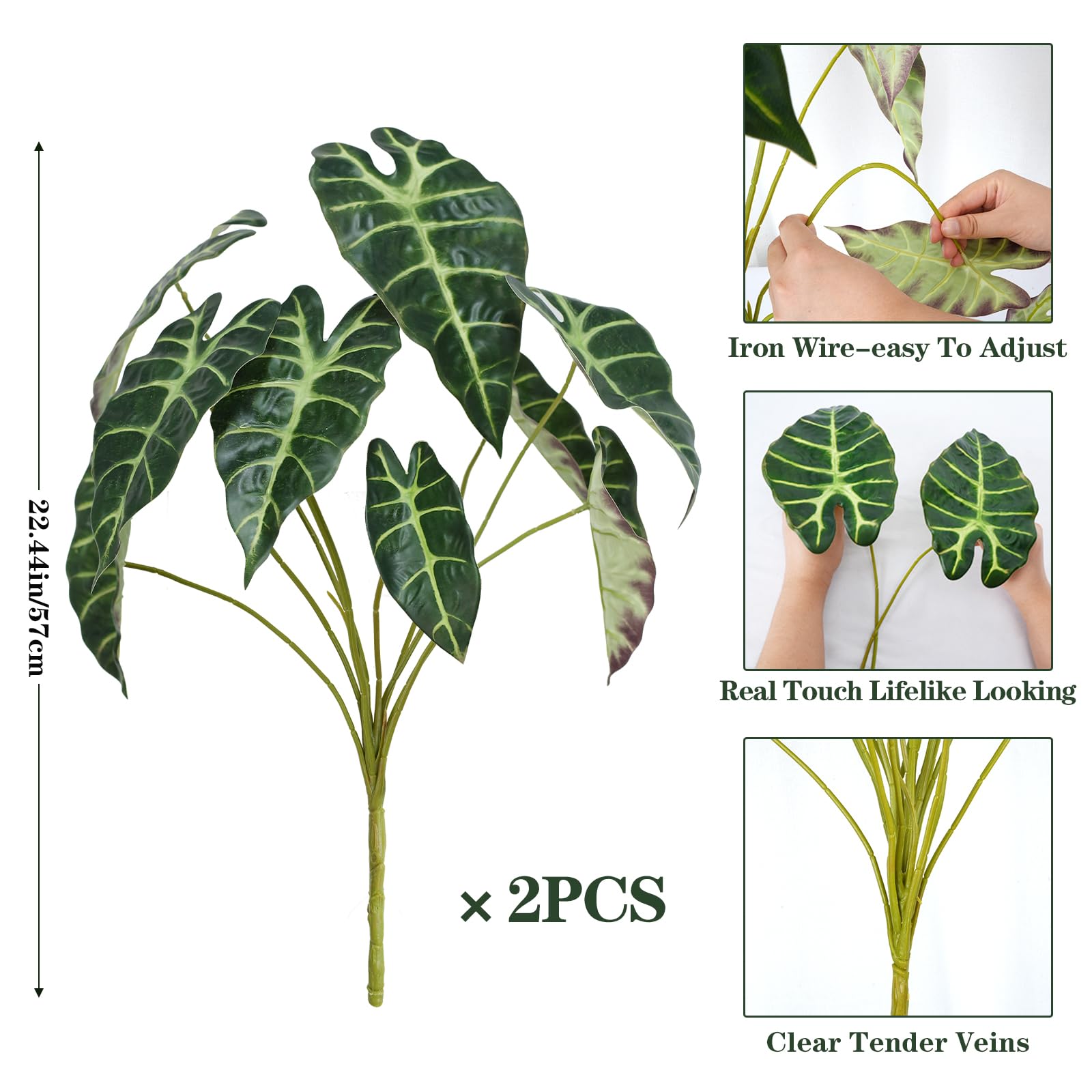 Künstliche Alocasia Bambino Pflanze – Ca. 30,5 Cm Hoch, Im Schwarzen Topf, Pflegeleicht Für Zuhause