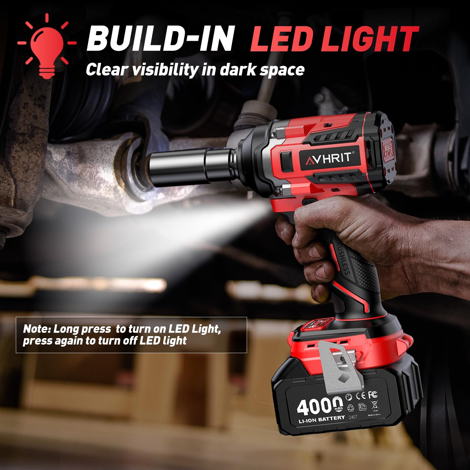 Clé à Chocs Sans Fil Brushless avec 2x 4.0 Ah Batteries, 700N.m/Ft-lbs Boulonneuse à Choc Electrique, 21V Visseuse à Chocs avec 4 Douilles à Chocs, Compatible avec Makita 18V