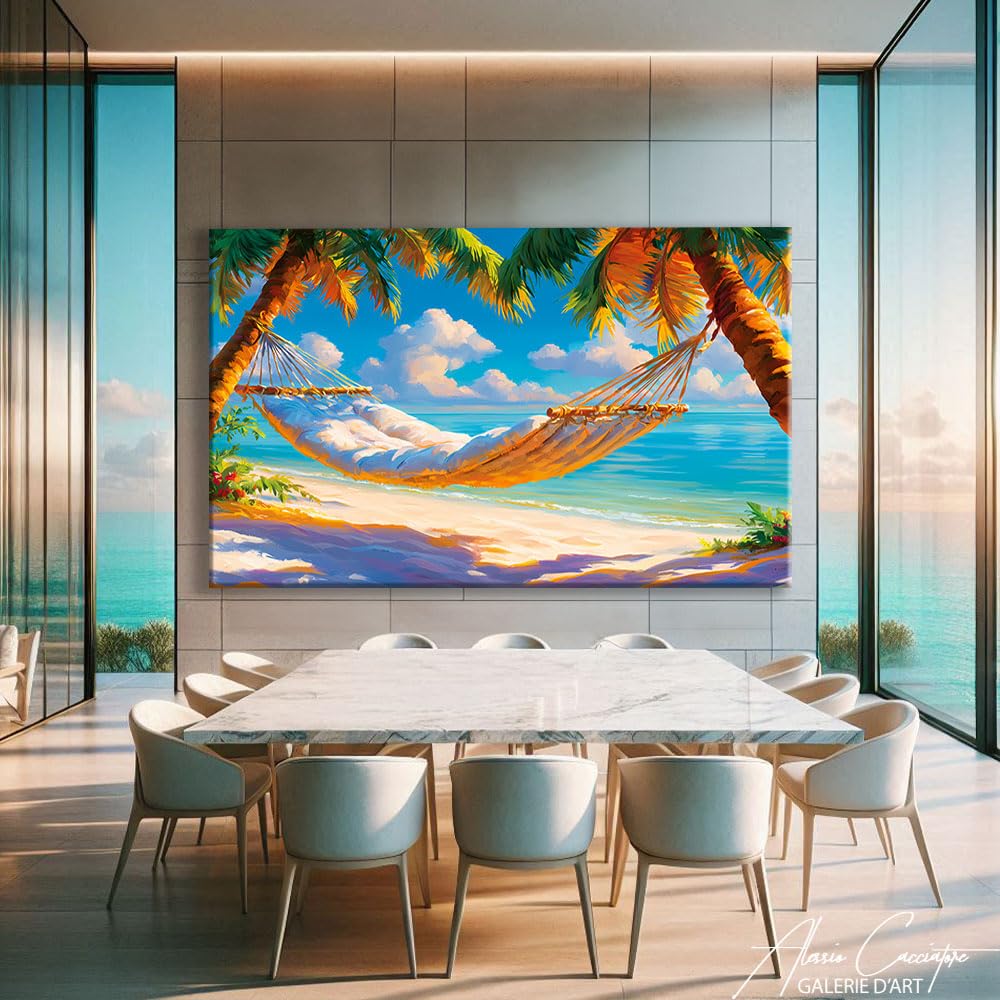 Alessio Cacciatore Quadro da spiaggia Paradisiaco – Poster decorativo da parete sul mare – Stampa su tela paesaggio natura – Quadro paesaggio mare tropicale – Decorazione da parete oceano, 40 x 30 cm