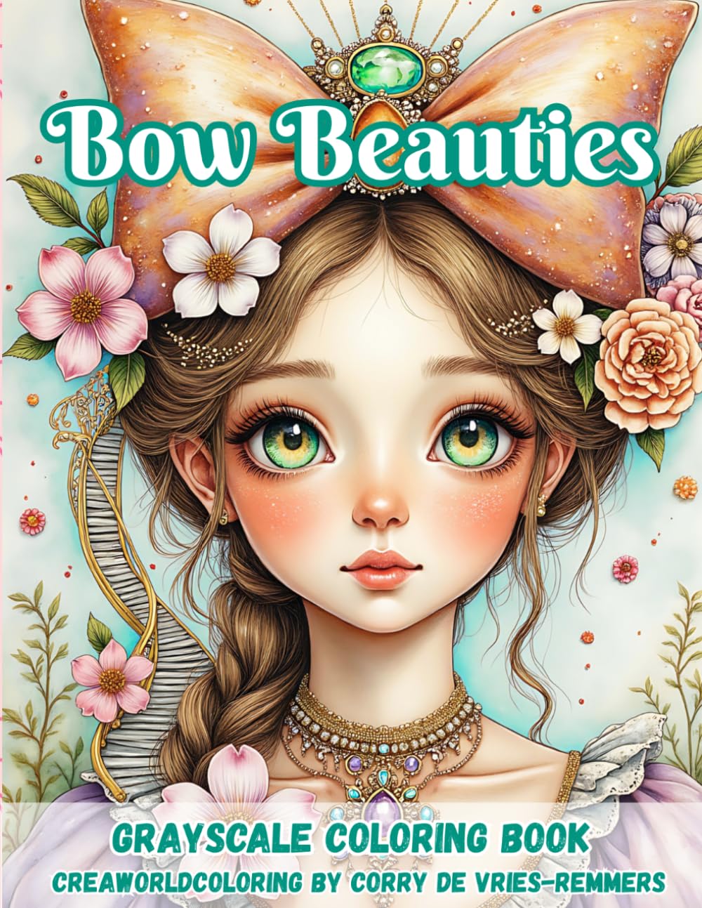 Bow Beauties: A Cute Fantasy Coloring Book of Big-Eyed Girls, Elegant Bows, and Dreamy Worlds