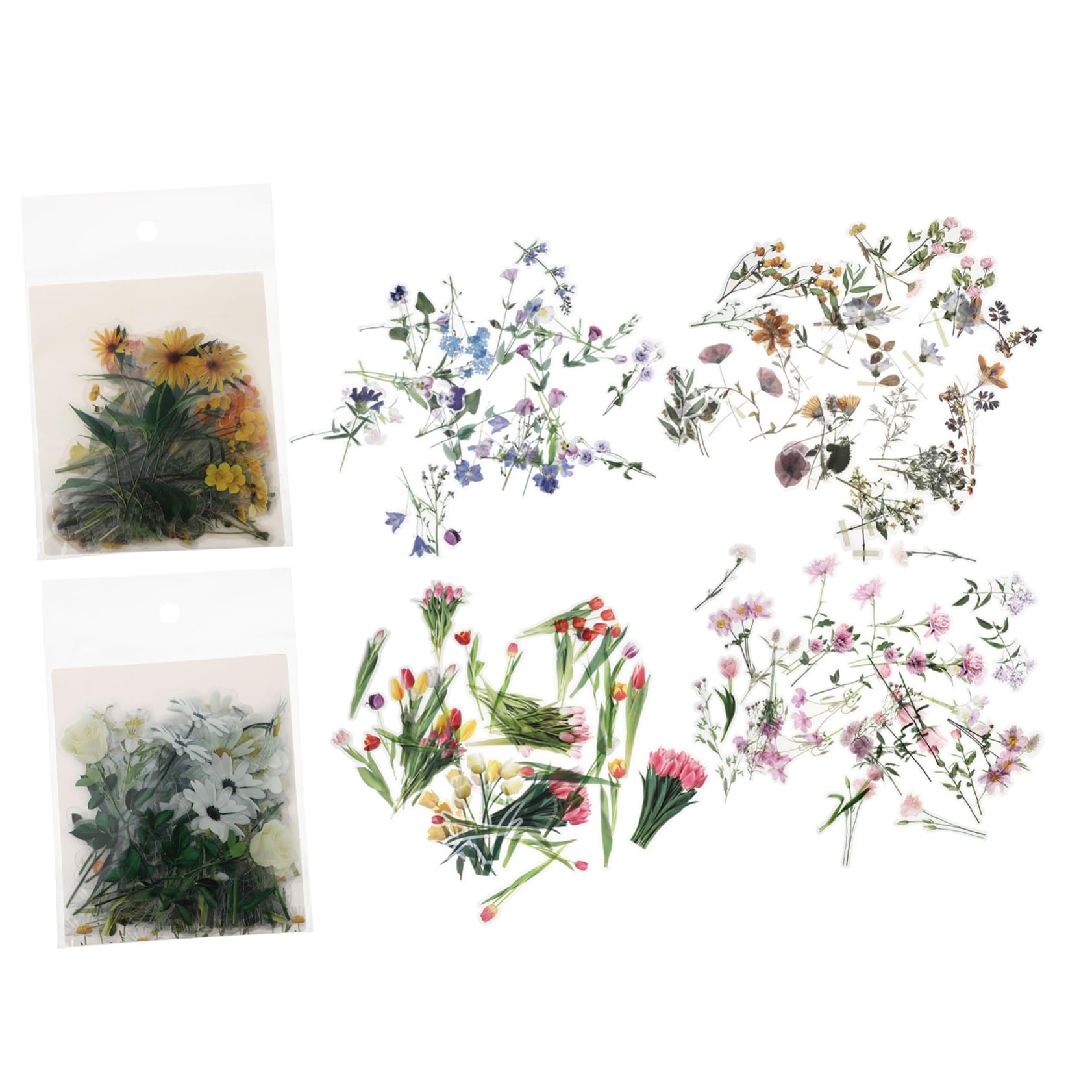 STOBOK 720pezzi Adesivi Floreali Per Scrapbook Decorativi e Autoadesivi Vari e Forme Per Diari e Album Facili Da Rimuovere e Riutilizzare