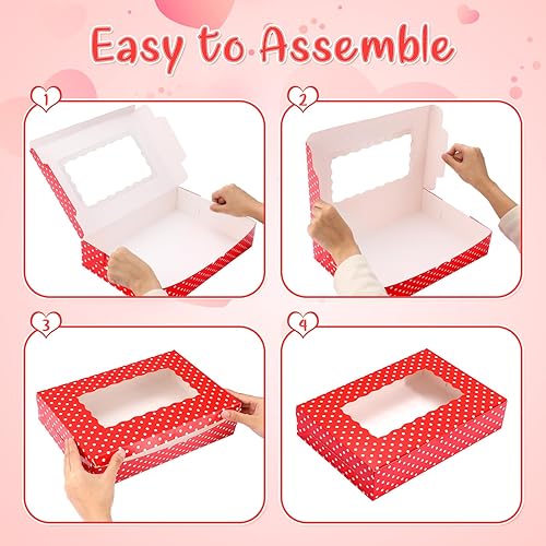 Miniatura 5 de Crtiin 100 cajas grandes para galletas con ventana, cajas de panadería para el día de la madre, cajas de 12 x 8 x 2.5 pulgadas, cajas de donas,