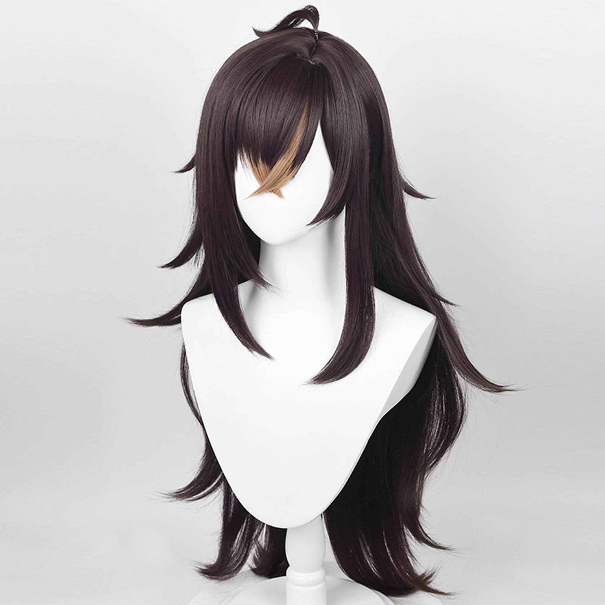 Brown Mixed Orange Long Wave Heat Resisitant Synthetic Hair for Adult Women Men Halloween Cos Anime Role Play Replacement Wigs - Image 3