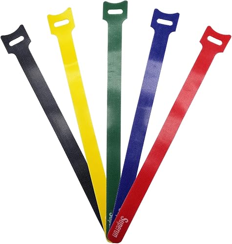 Superun 50 piezas multicolor de 10 pulgadas de sujeción para cables, organizador de cables reutilizable, gancho y bucle ajustable, organizador de